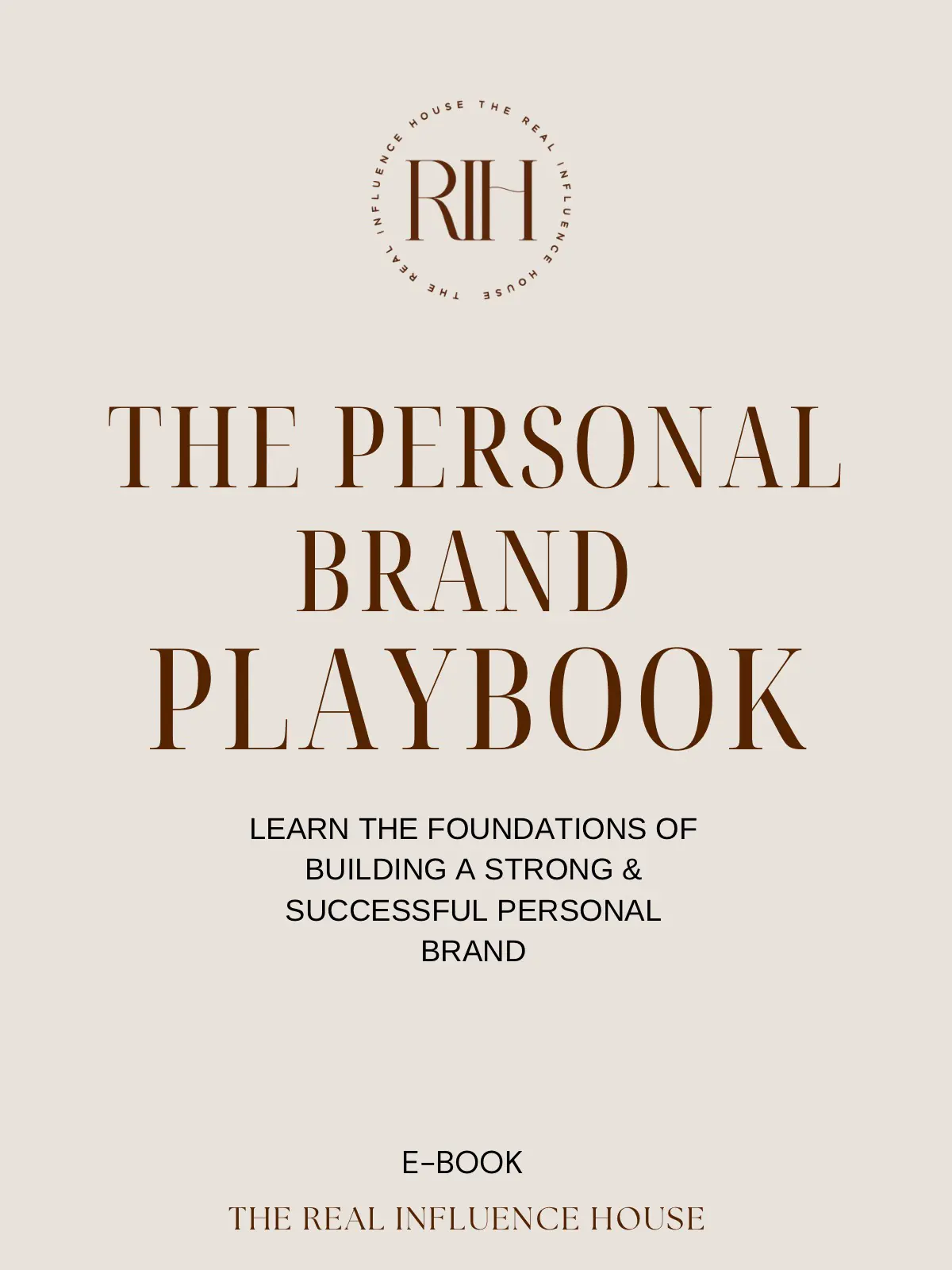 The Personal Brand Playbook, a greige cover carrying the sienna monogram and the title in caps
